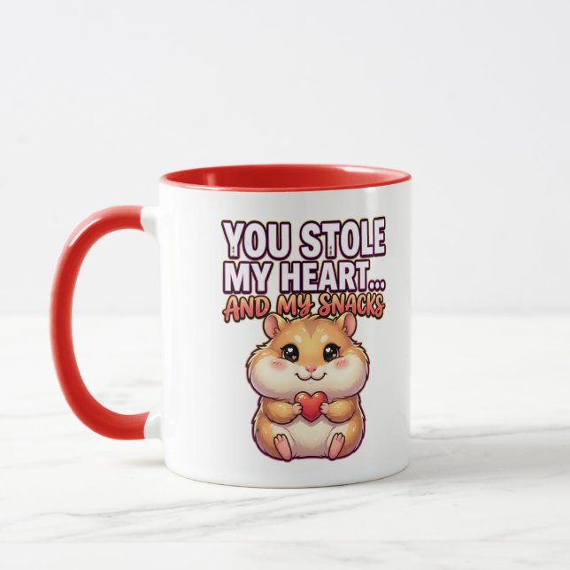 Taza Cute Valentine Hamster–You Stole My Heart & Snacks (Izquierda)