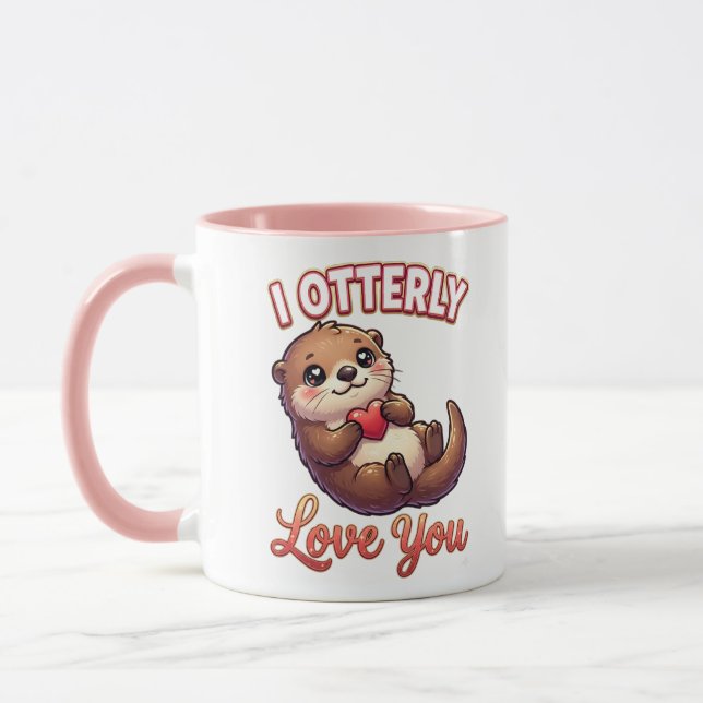 Taza Cute Valentine Otter – I Otterly Love You (Izquierda)