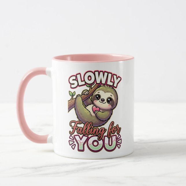 Taza Cute Valentine Sloth – Slowly Falling for You (Izquierda)