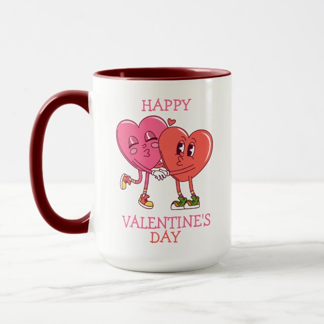Taza Cute Valentine's Hearts Couple Coffee Mug (Izquierda)