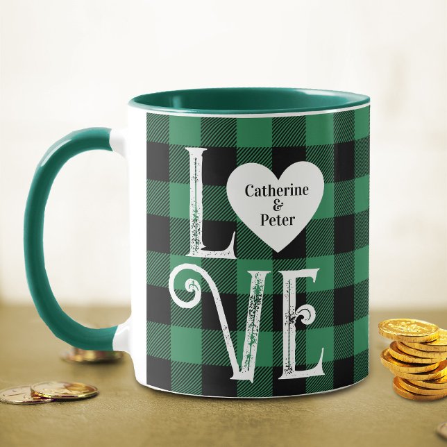 Taza Cute Verde Amor Luck Alegre Corazón Pareja Pareja  (Subido por el creador)