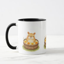 Cute Watercolor Capybara in Hot Tub with Oranges &