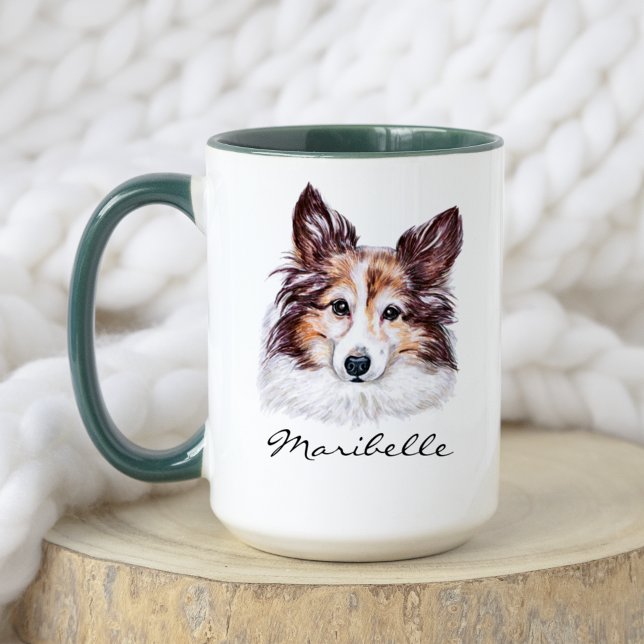 Taza Cute Watercolor Shetland Sheepdog Sheltie Mascota (Subido por el creador)
