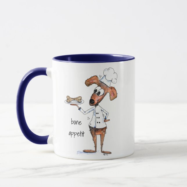 Taza Cute Whimsical Dog Chef (Izquierda)