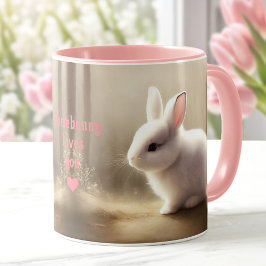 Taza Cuto acuarela Bunny Nombre personalizado beige ros