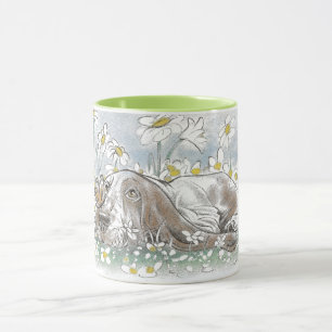 Taza Cuto Basset Hound en el Campo Daisy - Primavera Ad