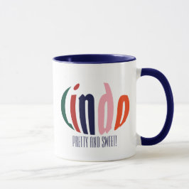 Taza Cuto colorido nombre personalizado "Linda", círcul