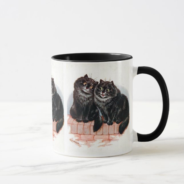 Taza Cuto par de gatos negros pintados por Louis Wain (Derecha)
