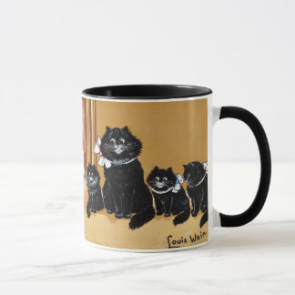 Taza Cuto par de gatos negros pintados por Louis Wain