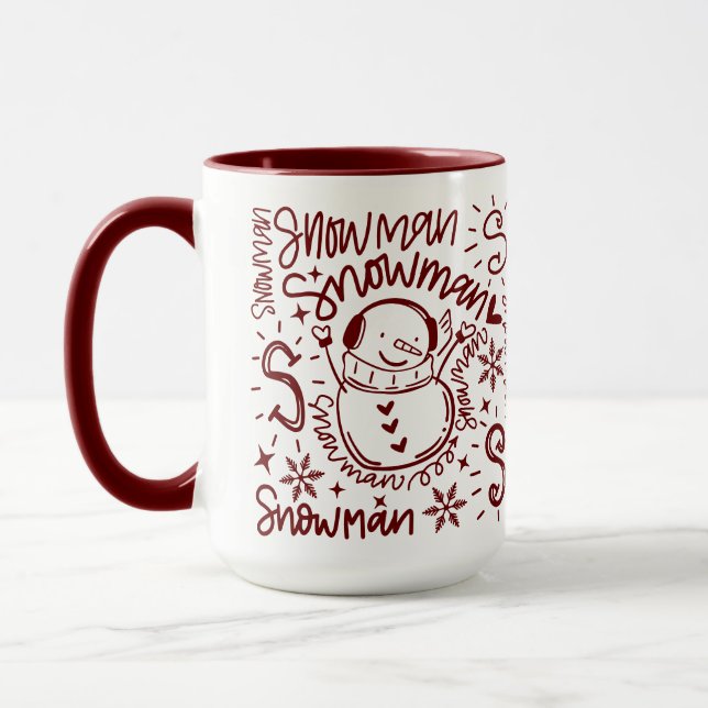 Taza Cuto Word Art Snowman (Izquierda)