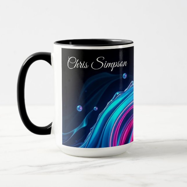 Taza Cyber-Natural Wave Mural Full Wrap Personalized (Izquierda)