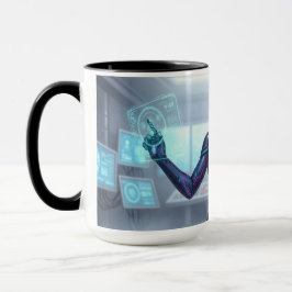 Taza Cyber Oracle Mug – Futuristic Tech Anime Girl