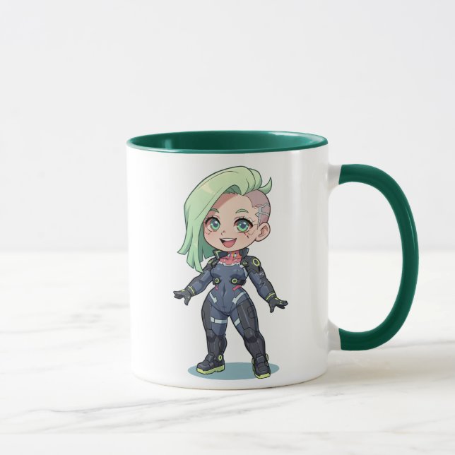 Taza Cyberpunk Chibi Girl Green Hair (Derecha)