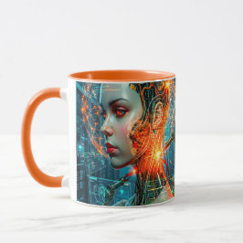 Taza Cyberpunk Neural Nexus Futuristic Cyborg AI