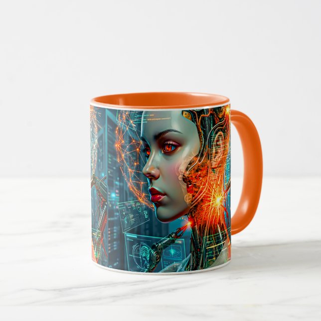 Taza Cyberpunk Neural Nexus Futuristic Cyborg AI (Anverso derecho)