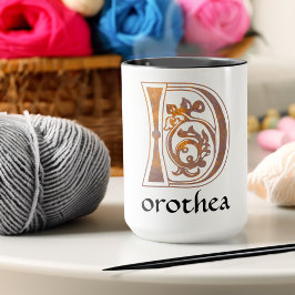 Taza D de Capital Decorativo Botánico Medieval