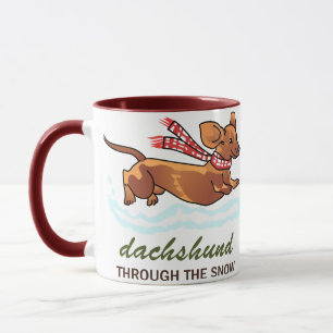 Taza Dachshund a través de la nieve