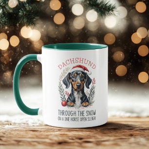 Taza Dachshund A Través Del Café De Los Navidades De La
