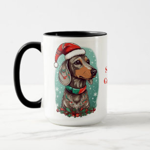 Taza Dachshund con Santa Hat Mug, Dachshund Lover