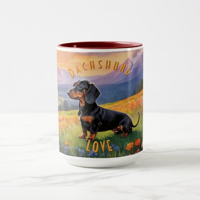 Taza Dachshund Delight Mug, Elegancia Canina Brillante (Centro)