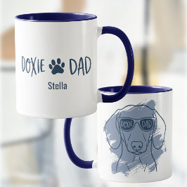 Taza Dachshund Dog Dad Mug - Custom Name Ice Blue