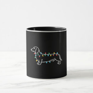 Taza Dachshund festivo con luces Navidades