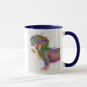 Taza Dachshund & Glasses Splash Arcoiris