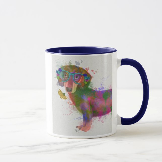 Taza Dachshund & Glasses Splash Arcoiris (Derecha)