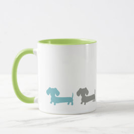 Taza Dachshund Green Blue Coffee Mug