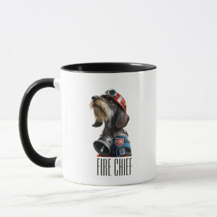 Taza Dachshund, jefe de bomberos y bomberos