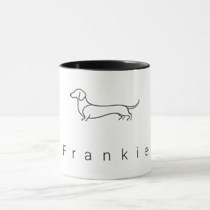 Taza Dachshund minimalista con nombre personalizado M