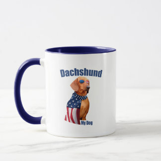 Taza Dachshund Mug - Gracioso amante patriótico del per