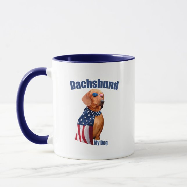 Taza Dachshund Mug - Gracioso amante patriótico del per (Izquierda)