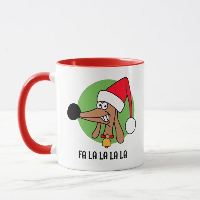 Taza Dachshund Navideño Alegre  (Izquierda)