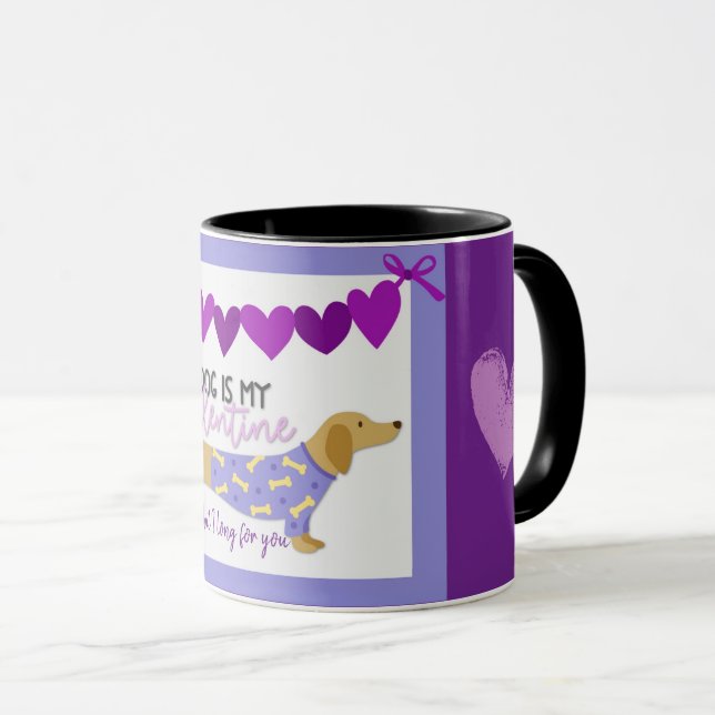 Taza Dachshund Perro Púrpura Corazón gracioso Personali (Anverso derecho)