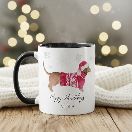 Taza Dachshund Perro Salchicha Temporada Navideña 