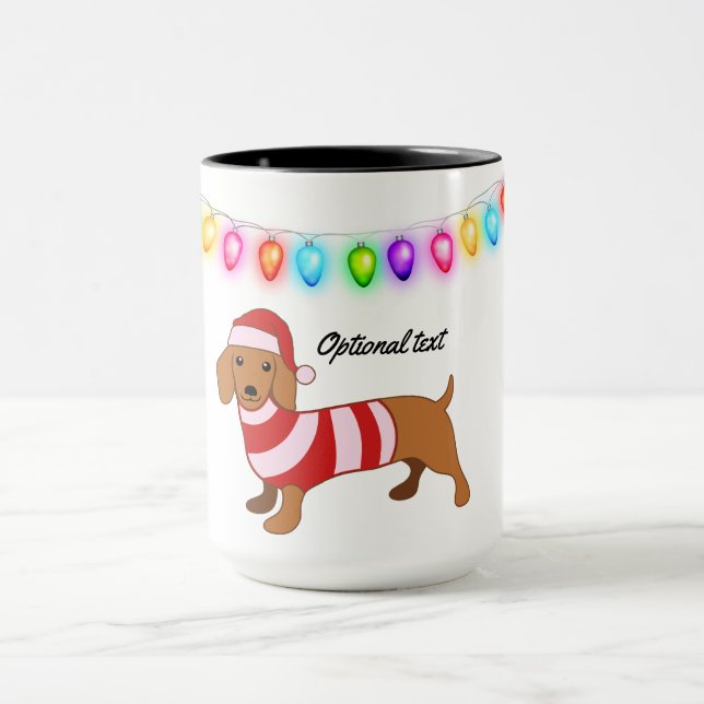 Taza Dachshund Santa Personalized Mug (Centro)