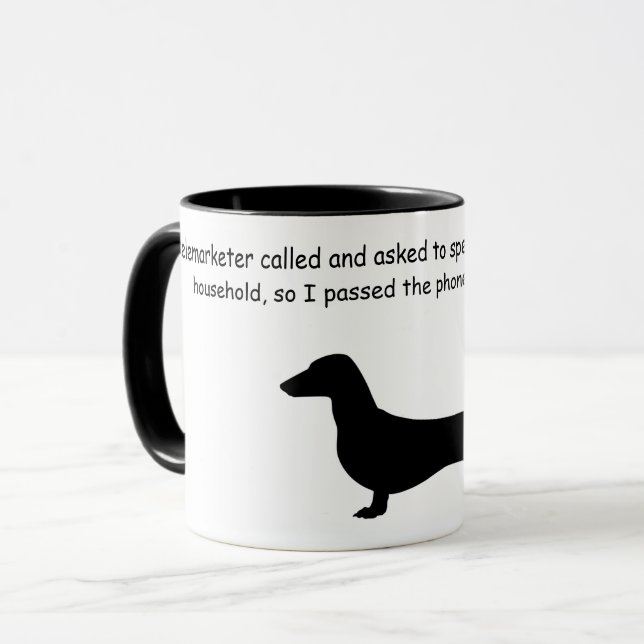 Taza Dachshund Silhouette Funny Coffee Mug (Anverso izquierdo)