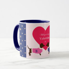Taza Dachshund Valentine Dog Heart Monograma Diversión