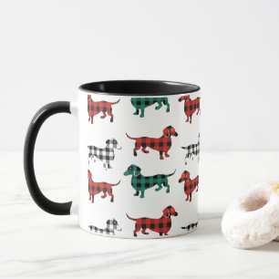 Taza Dachshunds rojos del navidad de la franela