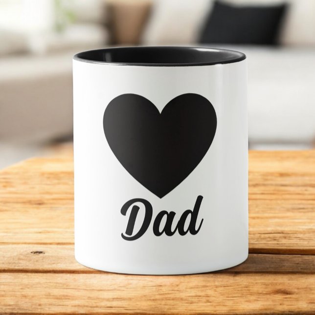 Taza Dad - Classic Black Heart Typography (Subido por el creador)