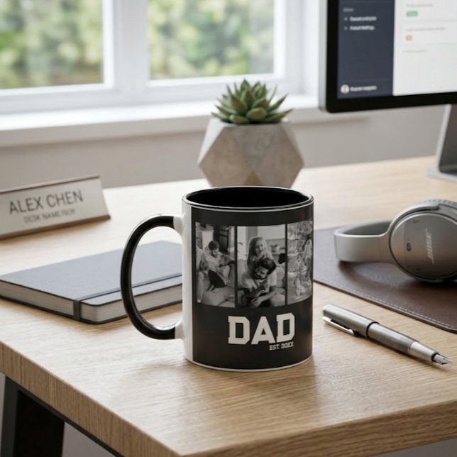 Taza Dad Est 3 Photo Black & White Year Father's Day  (Subido por el creador)