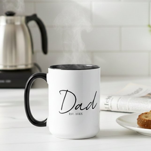 Taza Dad Established Minimal Modern Script Black (Subido por el creador)