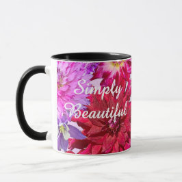 Taza Dahlia floral abstracta de acuarela rosa caliente 