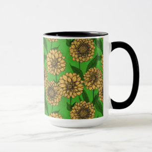 Taza Dahlias en amarillo y verde