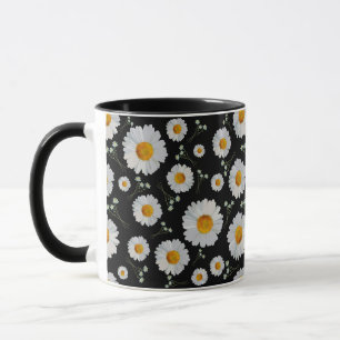 Taza Daisies blancos en la bruma negra