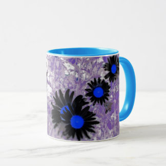 Taza daisies negro y azul
