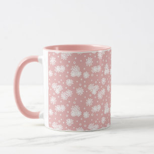 Taza Daisies y puntos - rosa y blanco