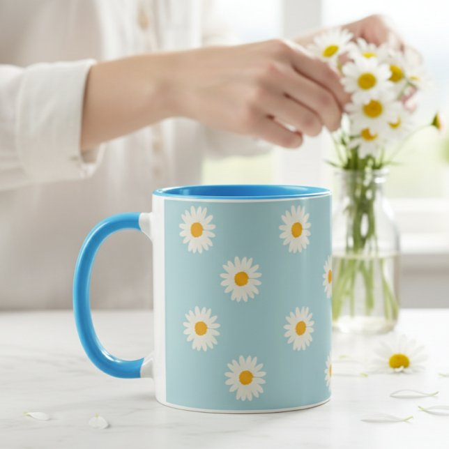 Taza Daisy ceramic mug,  Flower coffee cup (Subido por el creador)