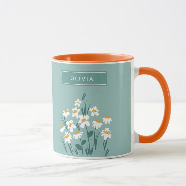 Taza Daisy floral moderno personalizado lindo y elegant (Derecha)